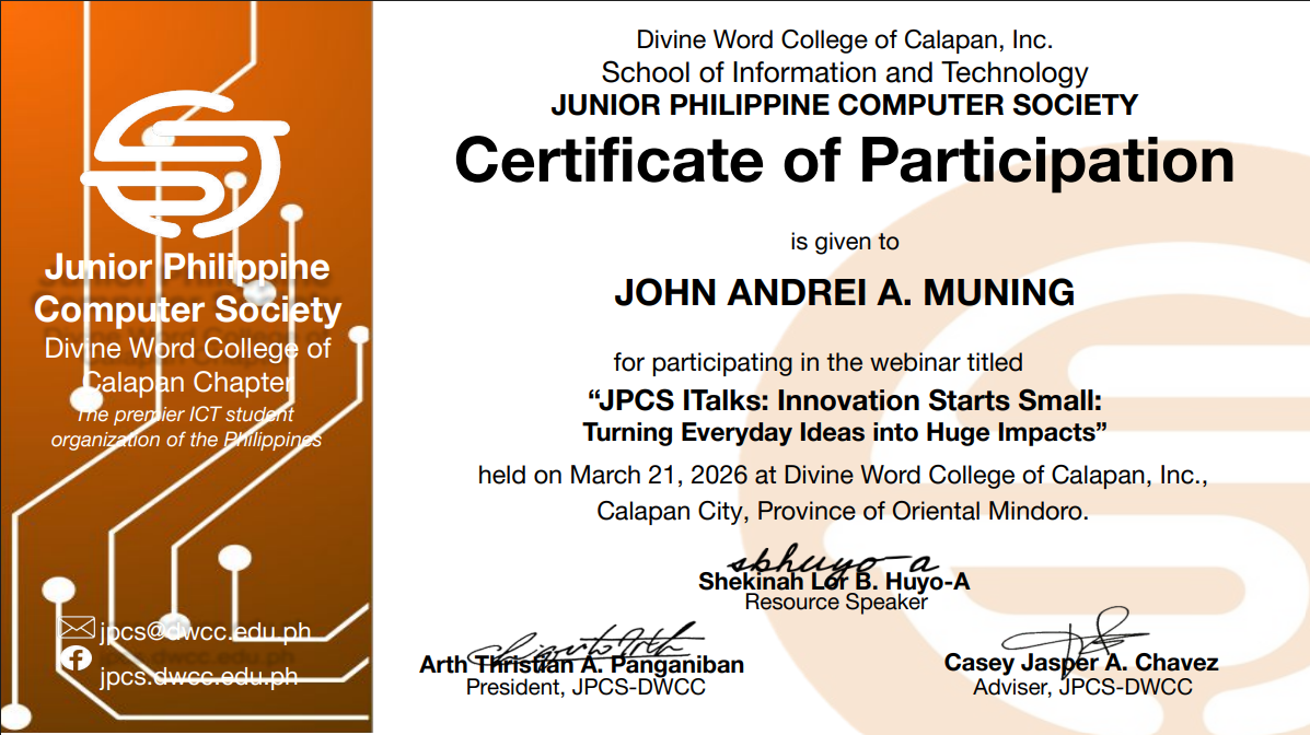Innovation Starts Small Certificate